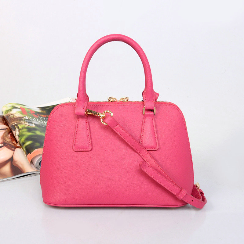 2014 Prada Saffiano Leather mini Two Handle Bag BN0826 rosered for sale - Click Image to Close